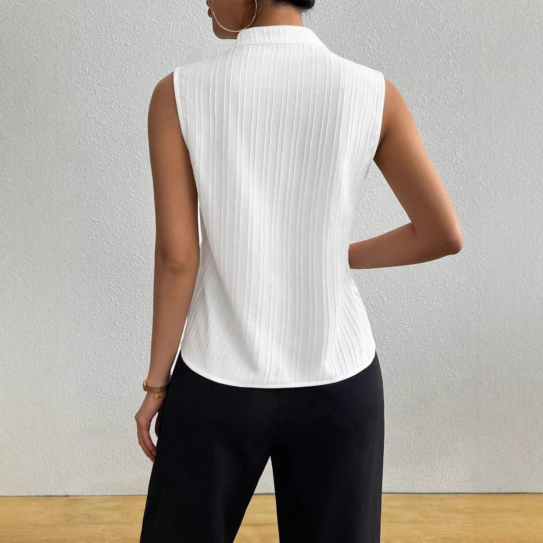 Women's Top Solid Color And V-neck Slim Fit Slimming Sleeveless Short Sleeve - Norellé