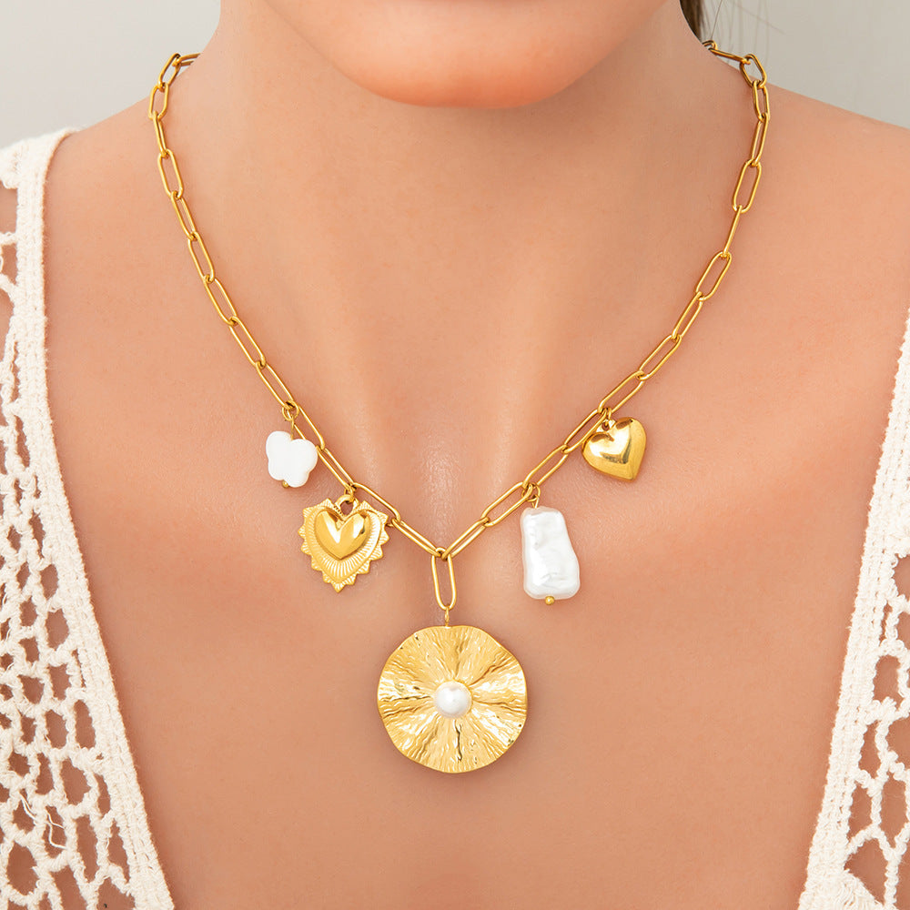 Women's Handmade Stainless Steel 18K Dold Pearl Necklace - Norellé
