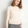 Female Slim O-neck Pullover Cashmere Wool Blending Sweater - Norellé