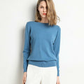 Female Slim O-neck Pullover Cashmere Wool Blending Sweater - Norellé