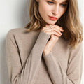 Female Slim O-neck Pullover Cashmere Wool Blending Sweater - Norellé