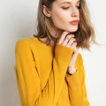 Female Slim O-neck Pullover Cashmere Wool Blending Sweater - Norellé