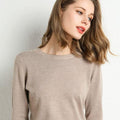Female Slim O-neck Pullover Cashmere Wool Blending Sweater - Norellé