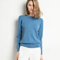 Female Slim O-neck Pullover Cashmere Wool Blending Sweater - Norellé