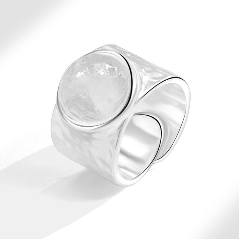 Inlaid Natural Crystal Texture Open Ring - Norellé