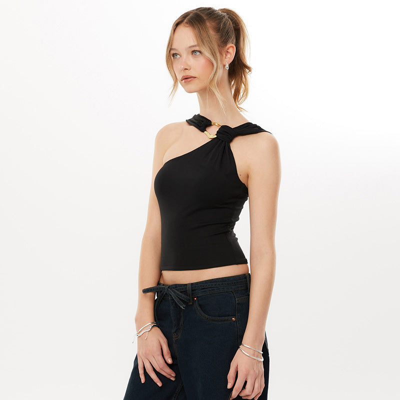 Irregular Collar Metal Decorative Top For Women - Norellé
