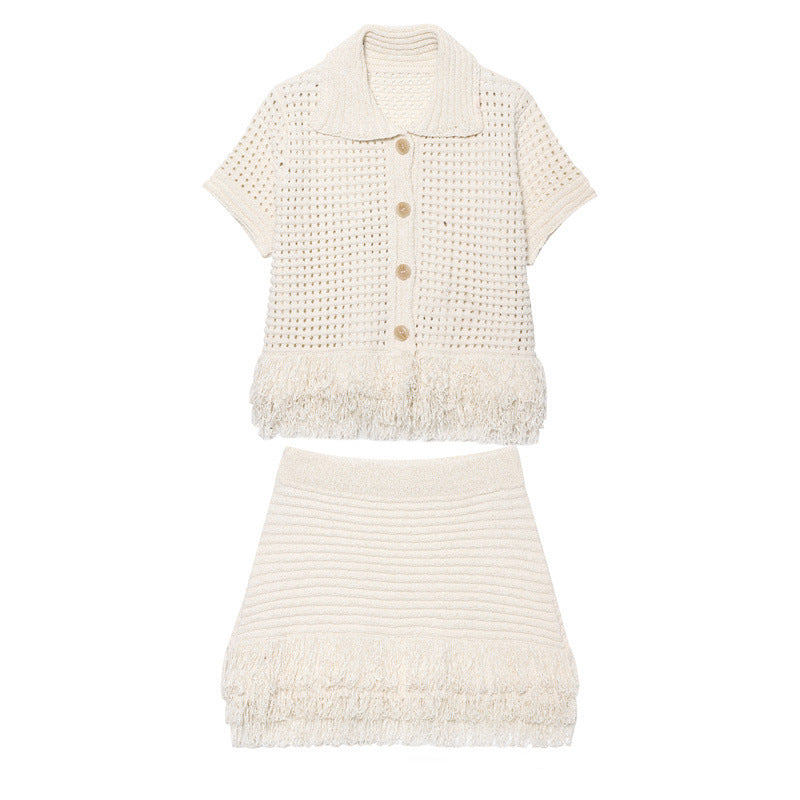 Women's Lapel Long Sleeve Knitted Coat Skirt - Norellé