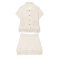 Women's Lapel Long Sleeve Knitted Coat Skirt - Norellé