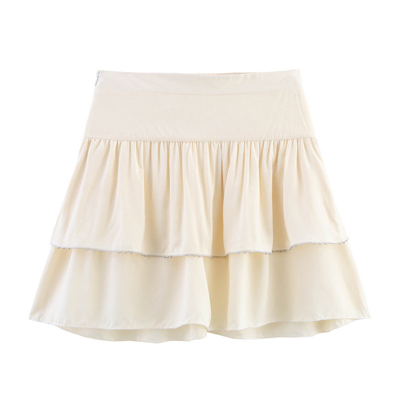 Laminated Decoration Short Skirt - Norellé