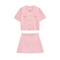 Short-sleeved Knitted Top Mini Skirt Suit - Norellé