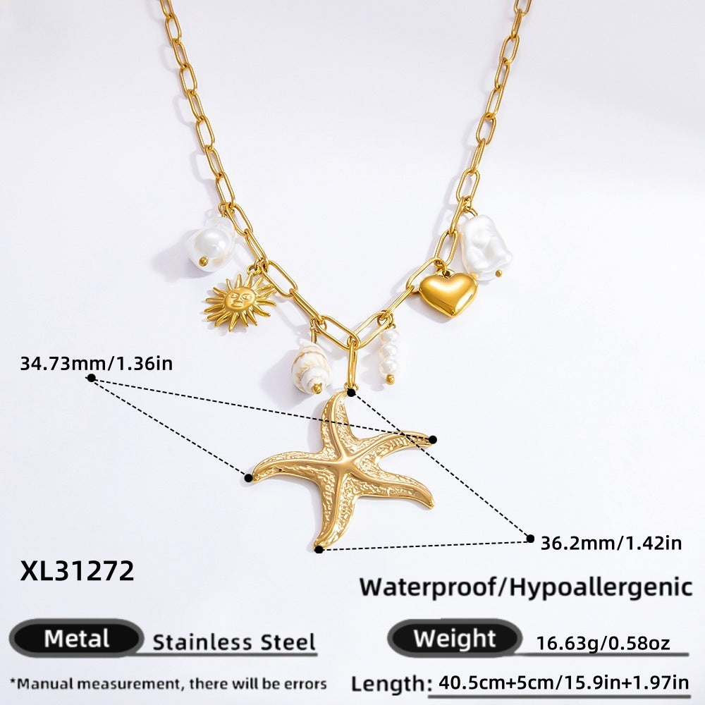 Women's Handmade Stainless Steel 18K Dold Pearl Necklace - Norellé
