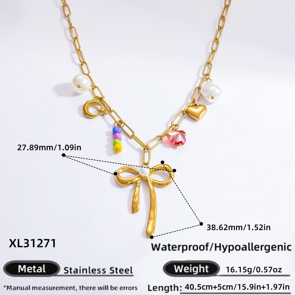 Women's Handmade Stainless Steel 18K Dold Pearl Necklace - Norellé
