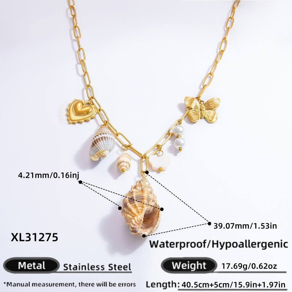Women's Handmade Stainless Steel 18K Dold Pearl Necklace - Norellé