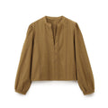 Crew Neck Long Sleeve Single-breasted Blue Embroidered Shirt For Women - Norellé