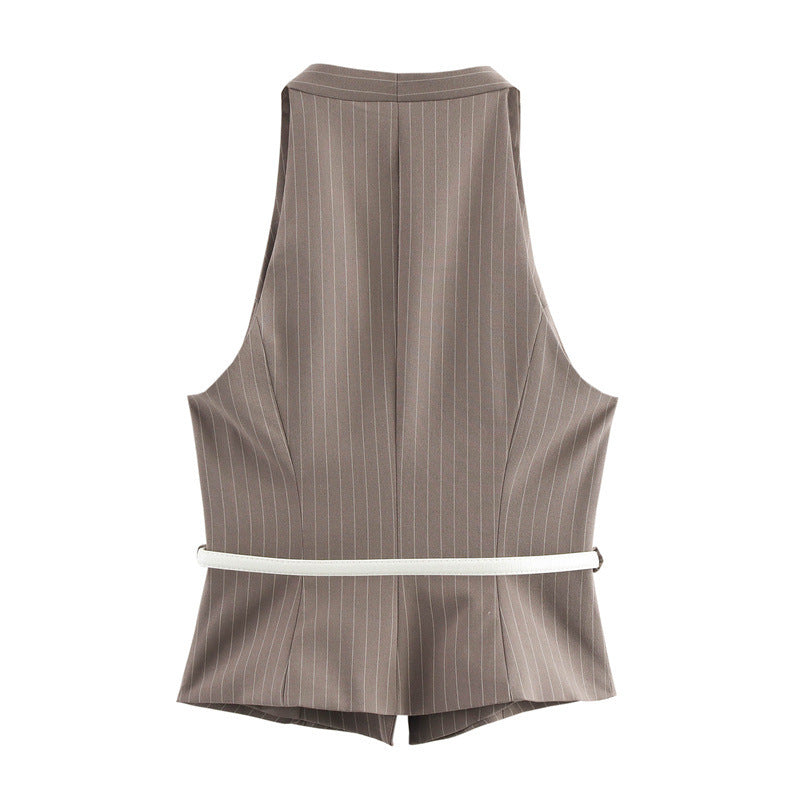 Women's Fashion Temperament With Belt Vest Double Belt Pants - Norellé