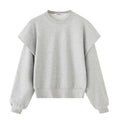 Solid Color Pleated Heavy Fabric Round Neck Long Sleeve Sweater - Norellé