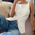 Womens Square Neck Button Up Vest Top - Norellé