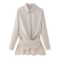 Loose Striped Lace-up Multi-color Long Sleeve Shirt - Norellé