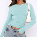 Women Long Sleeve T Shirt Spring Autumn Solid Slim Fit Casual Shirts - Norellé
