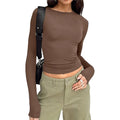 Women Long Sleeve T Shirt Spring Autumn Solid Slim Fit Casual Shirts - Norellé
