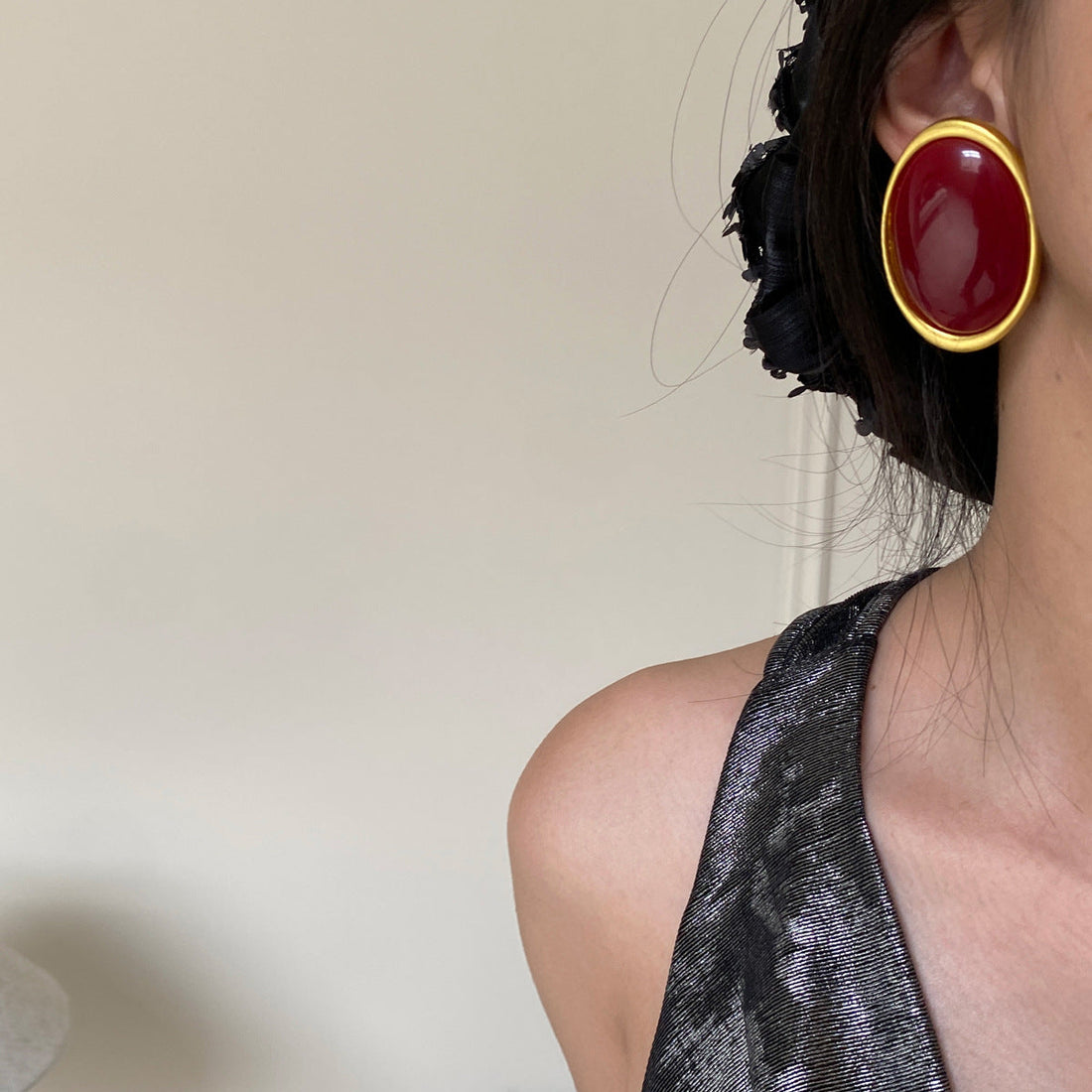 Oval Resin Stud Earrings European And American High Profile Retro - Norellé