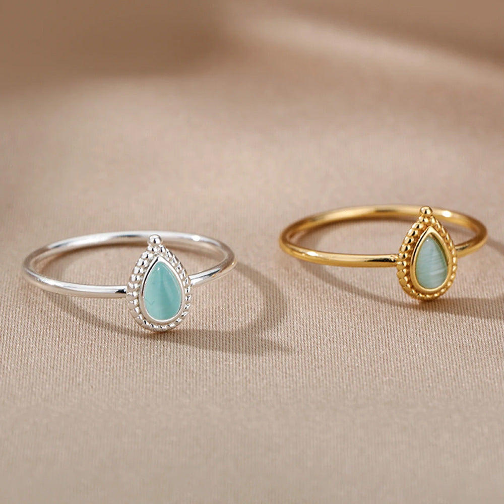 Ins Style Ring Oval Half Stone Open Ring - Norellé