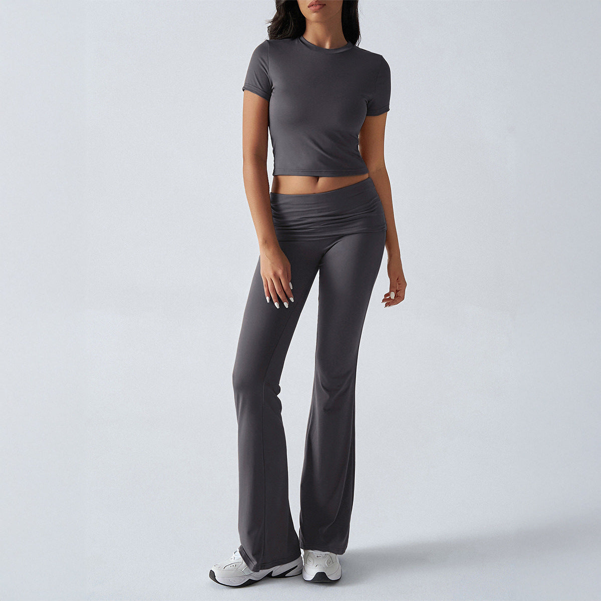 Casual Solid Color Slim Fit Short Sleeve Trousers Suit - Norellé