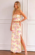 Women's Print Chest-wrapped Floral Slit Skirt - Norellé
