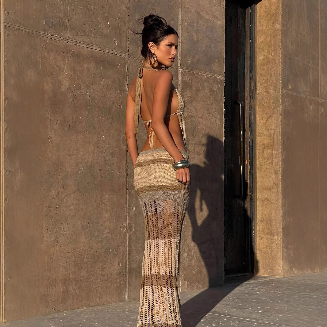 Two-piece Set Halter Wrapped Chest Hollow Out - Norellé