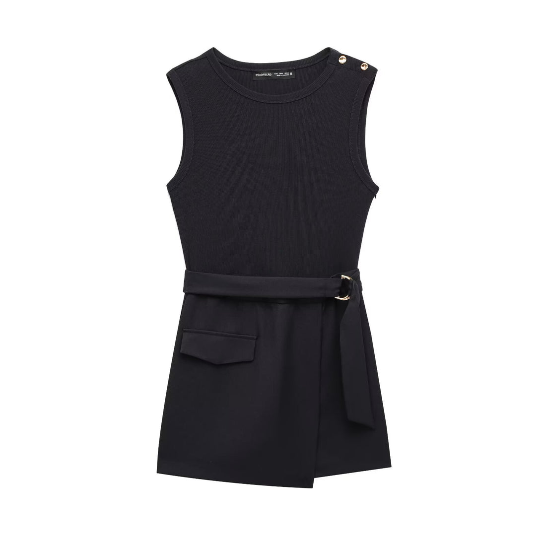Slim Fit With Belt Stitching One-piece Culotte - Norellé