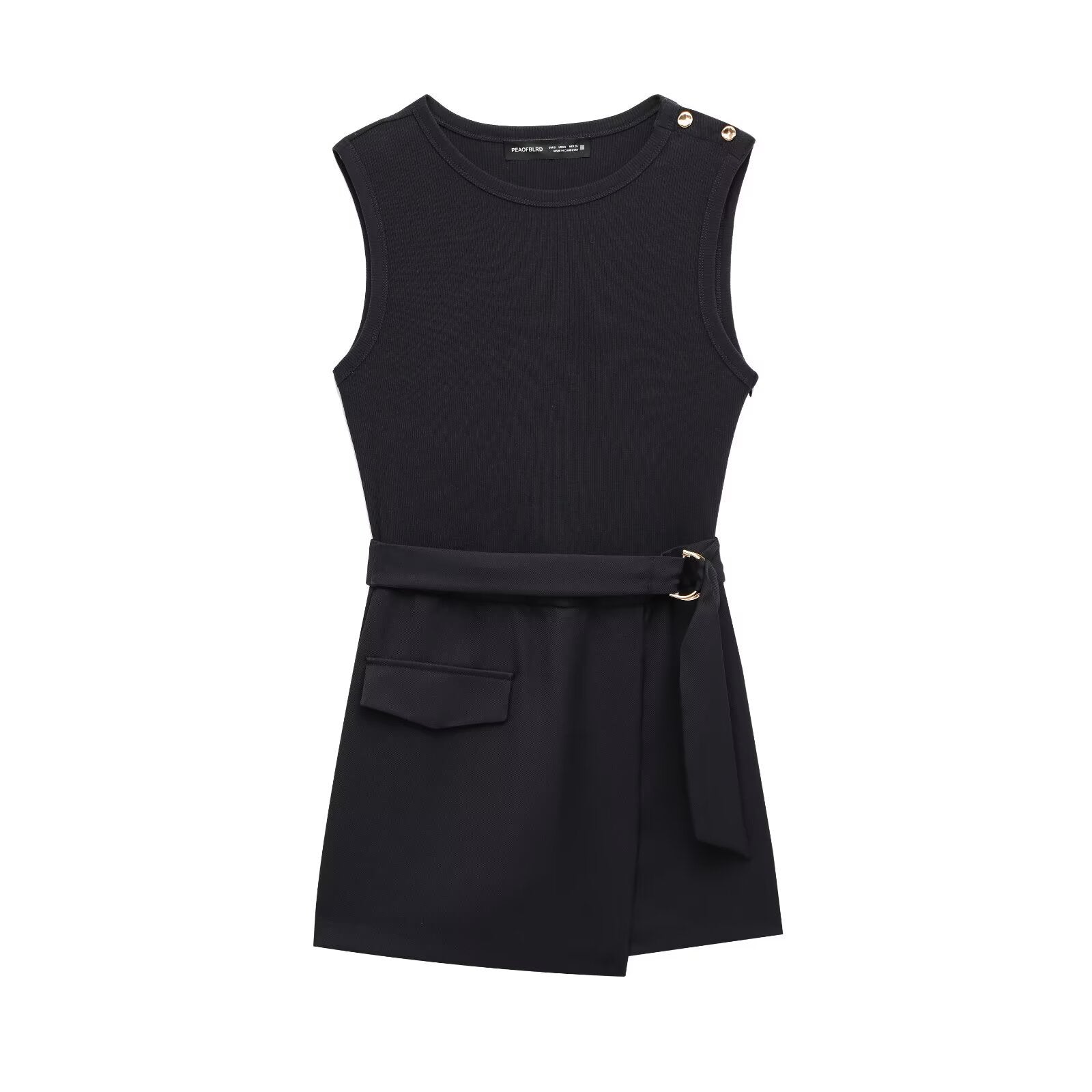 Slim Fit With Belt Stitching One-piece Culotte - Norellé