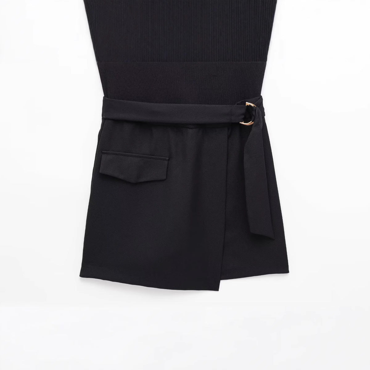 Slim Fit With Belt Stitching One-piece Culotte - Norellé