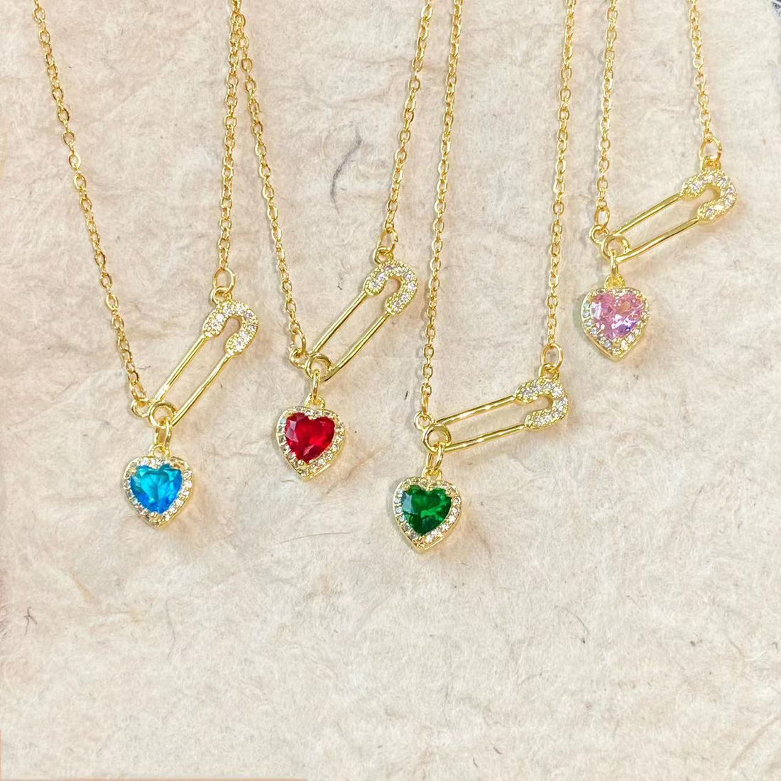 Women's Personalized Pin Pink Heart-shaped Light Luxury Necklace - Norellé