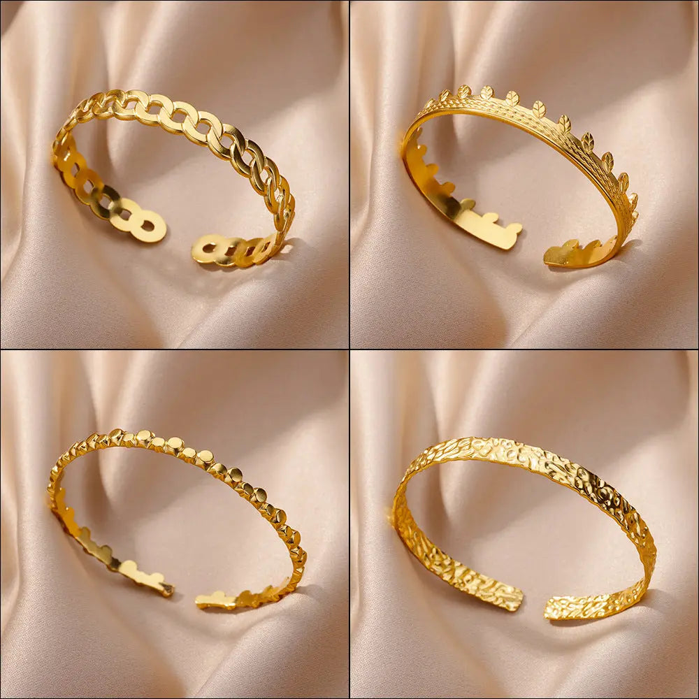 Simple Pleated Pattern Opening Bracelet Women - Norellé