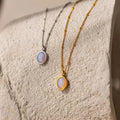 Stainless Steel Inlaid Opal Opal Pendant Plated 18K Gold Necklace - Norellé