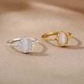 Ins Style Ring Oval Half Stone Open Ring - Norellé