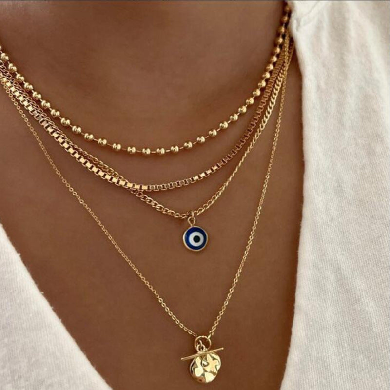 Retro Creative Palm Star Moon Necklace Fashion Personality Female Necklace - Norellé