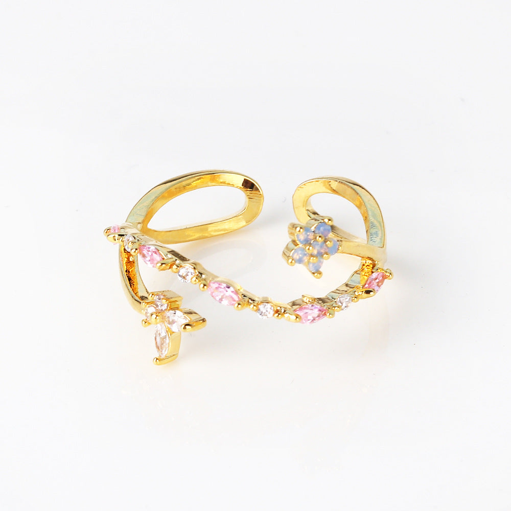 Triangle Diamond Small Blue Bouquet Ring - Norellé