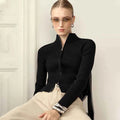 Solid Double Zip Knit Cardigan Women