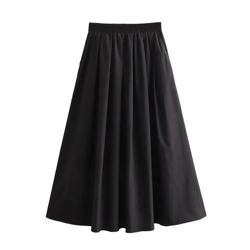 Women's Fashion  Black Wide Pleated Swing Vintage - Norellé