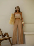Two Piece Set With Pants Wide-Leg Pants Summer Women White Tube Top with Pants Suit - Norellé