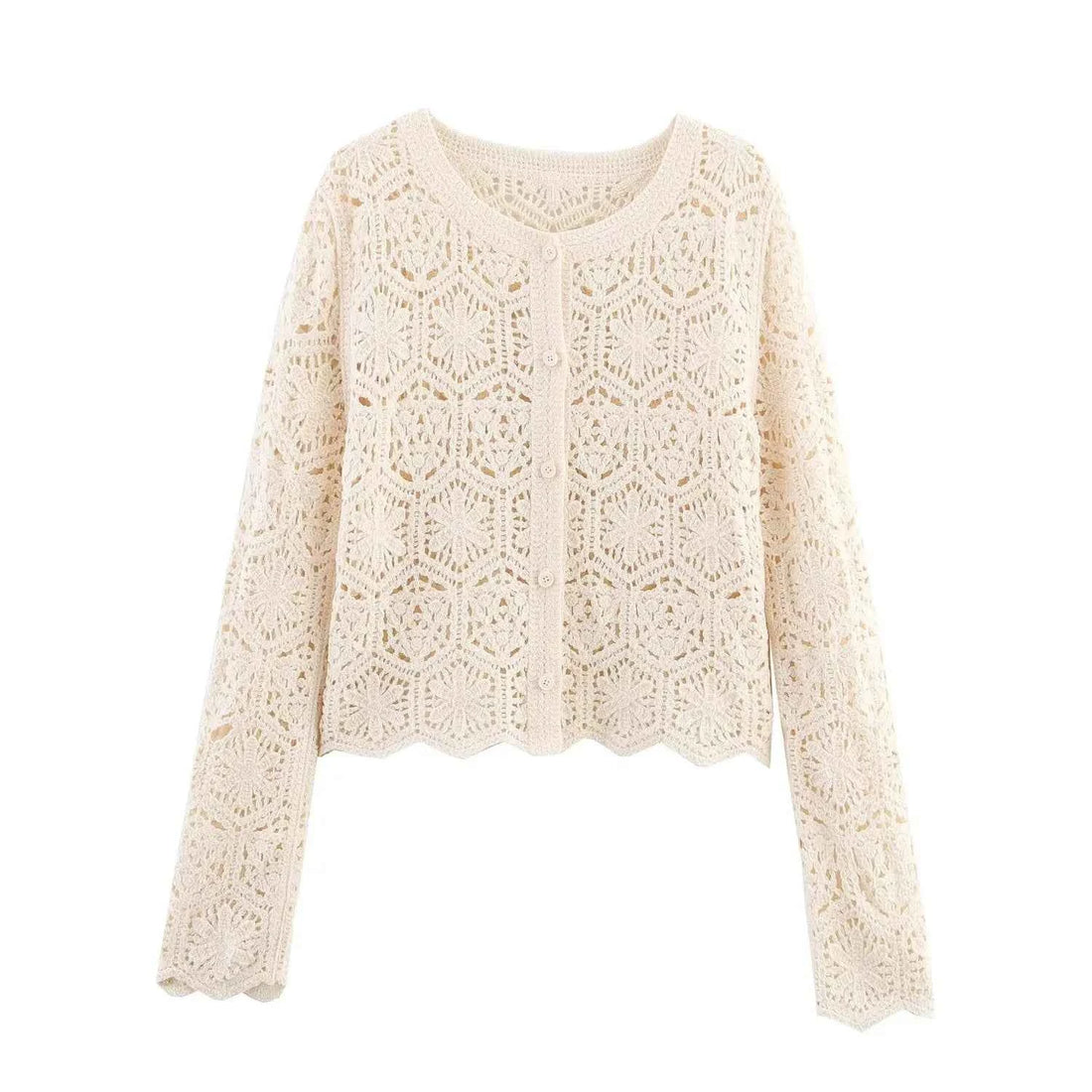 Women's Summer Boho Lace Blouse Cover Top Button Front Cardigan