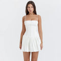 White A Line Dress Elegant Spaghetti Strap Bodycon Dress - Norellé