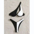 Two Pieces Solid Patchwork Underwire Push Up One Shoulder - Norellé