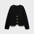 Elegant V-neck Solid Knitted Cardigan For Women