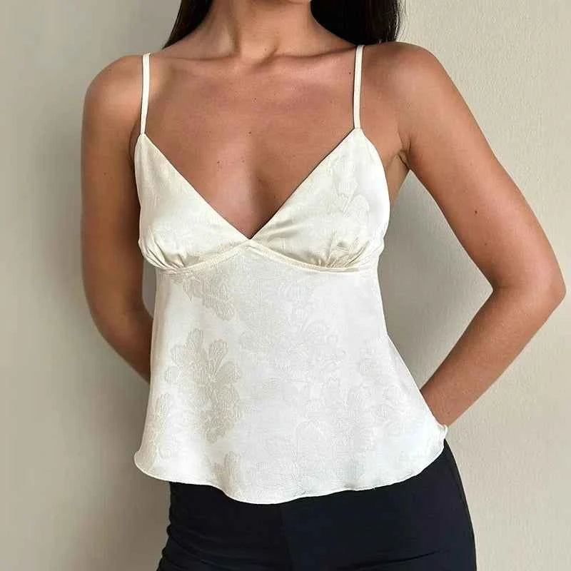 Women's Crop Top Floral Satin Tank Top