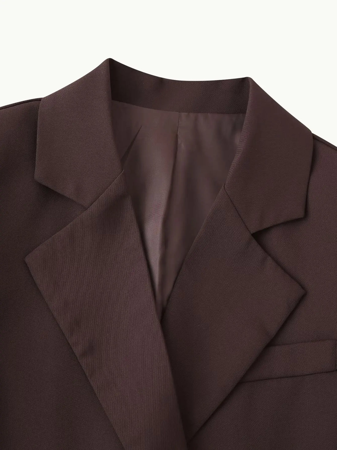 Women Fashion Solid Blazer Lapel Slim Double Breasted Long Suit Coat