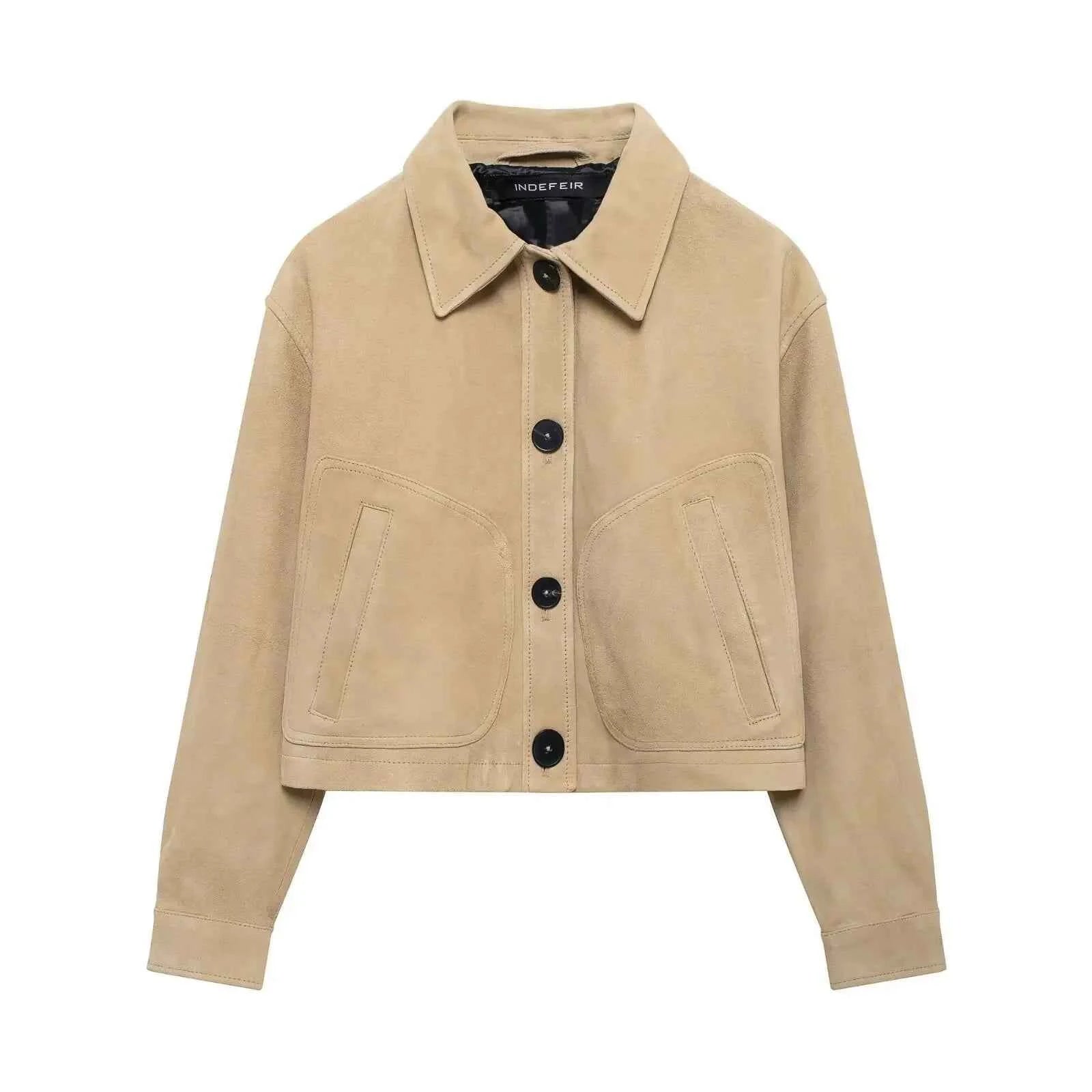 Fall Short Leather Velvet Jacket Women's