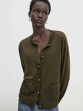 Women's Casual Little Gold Buckle Knit Cardigan
