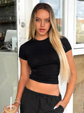 Short Sleeve T-Shirt Women Solid Simple Casual Soft - Norellé